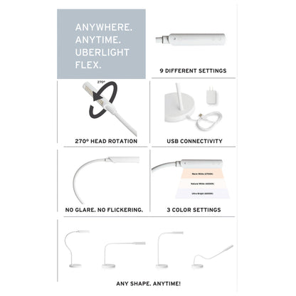 Reliable Corp.: UberLight Flex Turntable Lamp - White / Tabletop Model